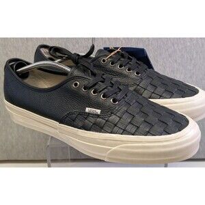 VANS Authentic Weave DX Leather Black Men's Skate Shoes Size 13 New